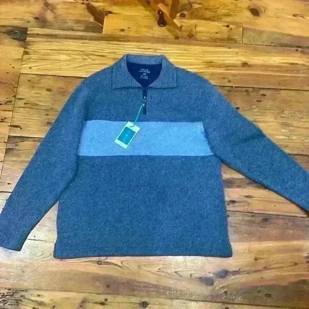 Haggar Cool 18 Pro Size Large Long Sleeve Pullover Quarter Zip Shirt Sweater NWT